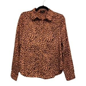 FRNCH long sleeve cheetah animal print blouse, like new